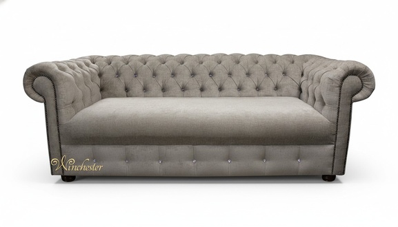 Design Hellgrau Sofa 3 Sitzer Chesterfield Stoff Couch Sofa Polster Sofas Neu