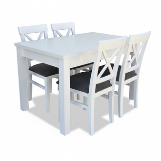 Design Holz Esszimmer Set Tisch 4x Lehn Stühle Set Garnitur Polster 5tlg Lehn