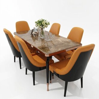 Design Hotel Möbel Tisch Gruppe + 6 Sessel Stühle Lehn Stuhl Tisch Ess
