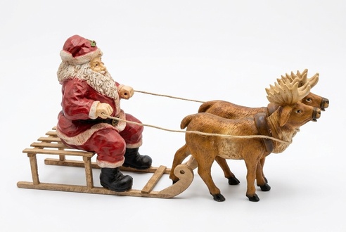 Design Komplett Weihnachtsmann Renntiere Statue Skulptur Figuren