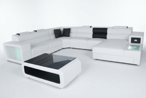 Design Leder Polster Ecke Leder Sitz Sofa Polster Eck Wohn Landschaft