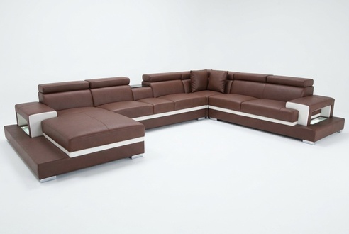 Design Leder Polster Sitz Zimmer Wohn Sofa Eck Couch mit USB Designer Garnitur