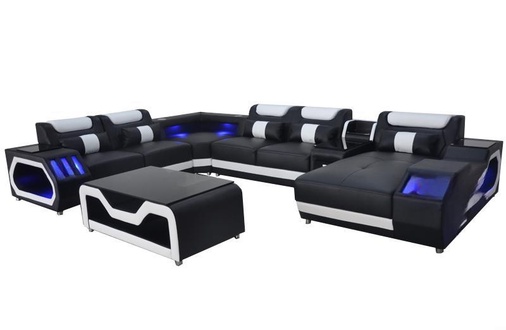 Design Leder Polster Sitz Ecke Leder Eck Landschaft Zimmer Sofa Neu Wohn