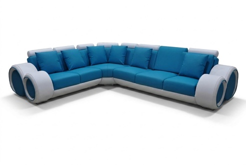 Design Leder Polster XXL Sitz Zimmer Eck Wohn Sofa Couch Designer