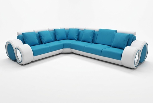 Design Leder Polster XXL Sitz Zimmer Eck Wohn Sofa + USB Designer Garnitur Sofas