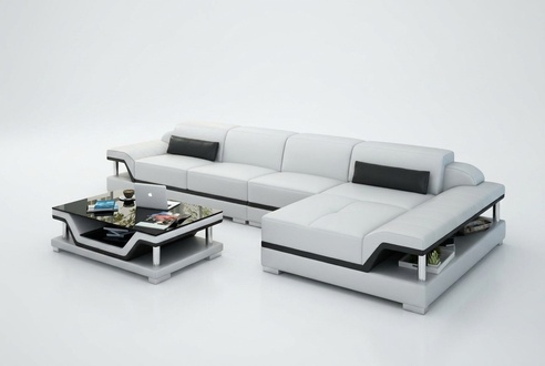 Design Ledersofa Sofa USB Polster Eckgarnitur Sitzgarnitur Leder Couchen 8004C
