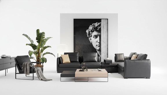 Design Luxus Leder Sitz Polster Couch Wohn Zimmer Landschaft Eck