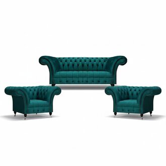 Design Modern Couchgarnitur Sofagarnitur Set Wohnzimmer 3tlg Chesterfield