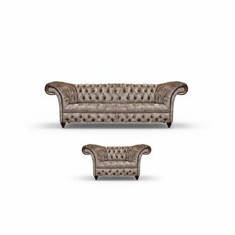 Design Möbel Luxus Sofa Couch Dreisitze Chesterfield Beige Sessel Einrichtung