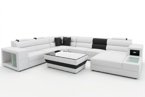 Design Polster Leder Ecke Leder Sitz Sofa Polster Eck Wohn Landschaft