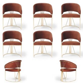 Design Polster Sitz 6 Stühle Gruppen Garnitur Sessel Lounge Set Luxus