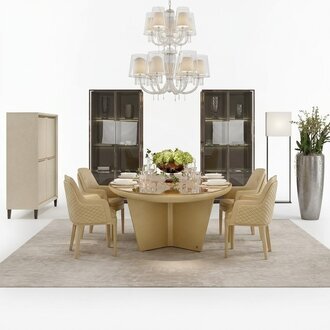 Design Rund Tisch 6x Sessel Stühle Ess Zimmer Sitz Polster Garnitur