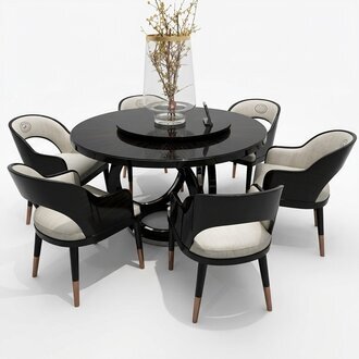 Design Rund Tisch 6x Sessel Stühle Ess Zimmer Sitz Polster Runde