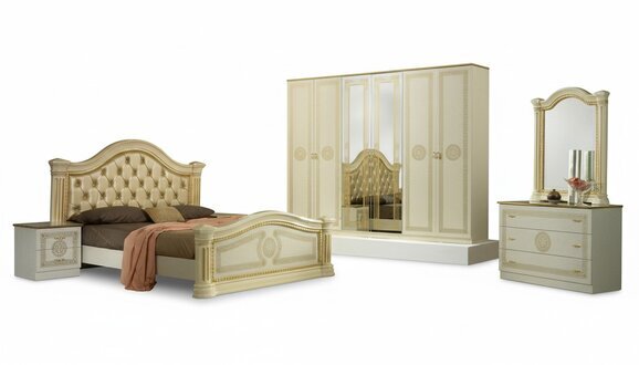 Design Schlafzimmer 3tlg. Bett 2x Luxus Nachttisch Klassischer Betten Set