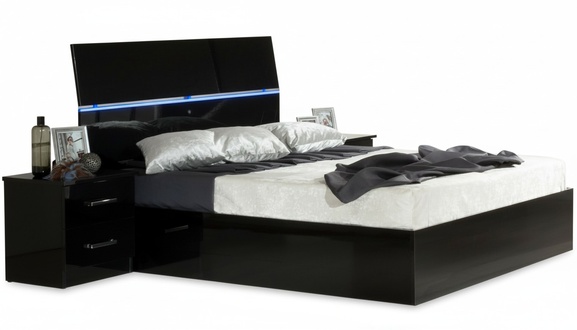 Design Schlafzimmer 3tlg. Bett 2x Nachttisch Luxus Betten Set Möbel Led
