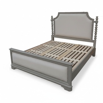 Design Schlafzimmer Bett Luxus Betten Holz Doppel Polster Möbel Kolonial Stil
