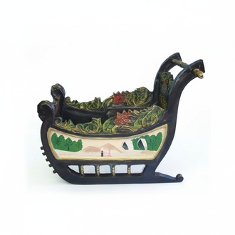 Design Schlitten klein Figur Garten Statue Skulptur Figuren Skulpturen Deko