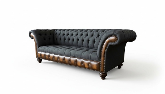 Design Schwarz Sofa 3 Sitzer Chesterfield Stoff Couch Sofa Polster
