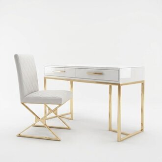 Design Sekretär Luxus Schreib Tisch Büro Möbel Edelstahl Hochglanz