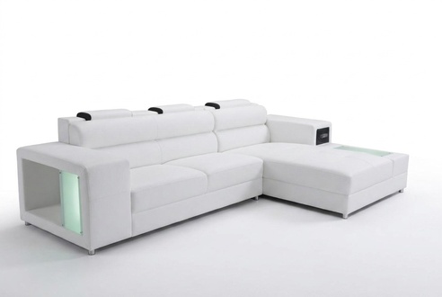 Design Sitz Leder Polster Ecke Leder Eck Landschaft Zimmer Neu Wohn Sofa + USB