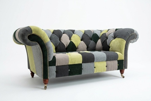 Design Sofa 2 Sitzer Couch Polster Sofas Stoff Wohnzimmer Bunt Textil Couchen
