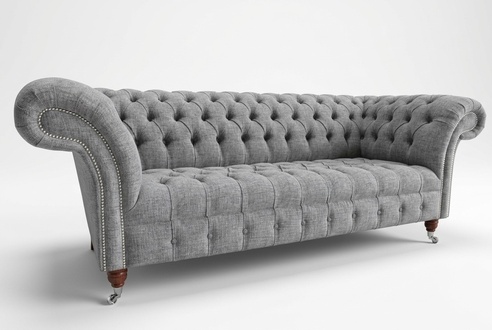 Design Sofa 3er Couch Polster Luxus Klassische Textil Sofas Chesterfield England