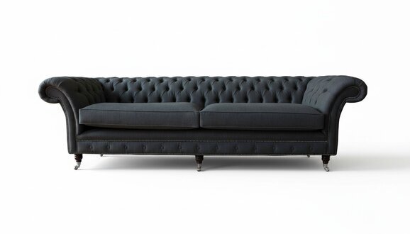 Design Sofa 4 Sitzer Couch Textil Polster Klassische Sofas Chesterfield
