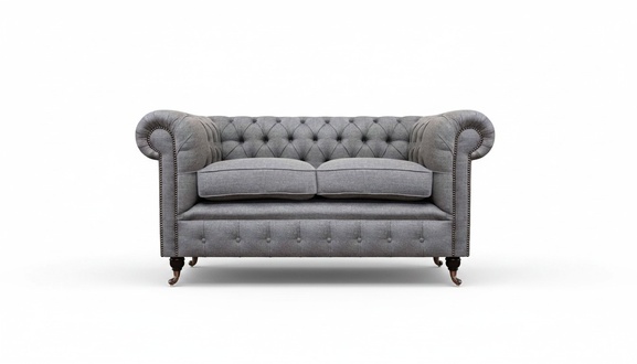 Design Sofa Polster Couch Grau Luxus Textil Zweisitzer Sofas Chesterfield
