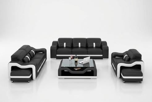 Design Sofagarnitur Couch Polster Sofas Leder Modern 3+2 Sitzer Komplett Set Neu