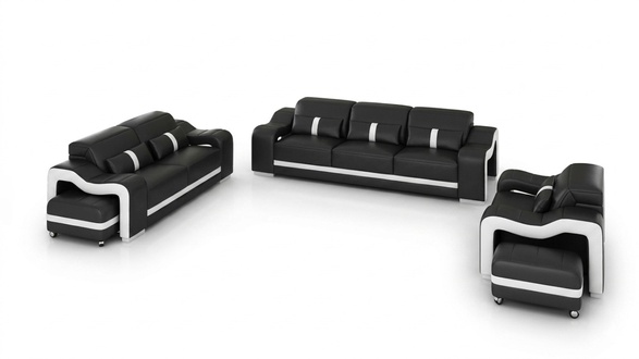 Design Sofagarnitur Couch Polster Sofas Leder Modern 3+1 Sitzer Komplett Set Neu