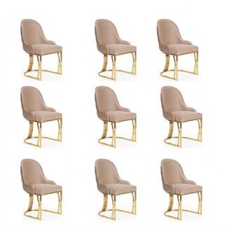 Design Stuhl Set 8x Sessel Edelstahl Textil Polster Stühle Esszimmer