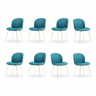 Design Stuhl Set 8x Sessel Textil Polster Stühle Stoff Esszimmer Neu
