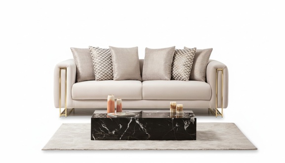 Design Textil 3 Sitzer Weiß Elegant Modern Sofa Polsterung Couch Neu Wohnzimmer