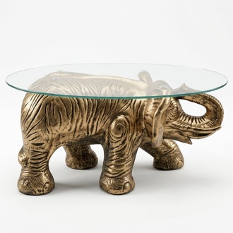 Design Tisch Elefant mit Glas Figur Statue Skulptur Figuren Skulpturen