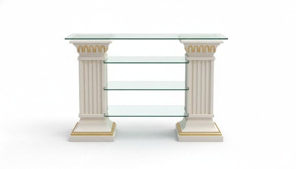 Design Vitrine Regal Glas Säule Vitrinen Regale Dekor TV Schrank Wohnzimmer