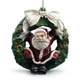 Design Weihnachtsmann in Kranz Figur Statue Skulptur Figuren Skulpturen