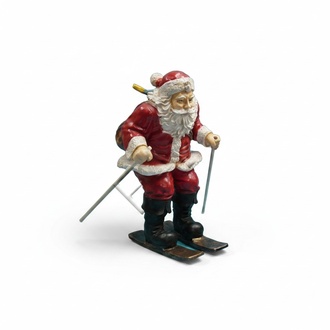 Design Weihnachtsmann mit Ski Garten Statue Skulptur Figuren Skulpturen