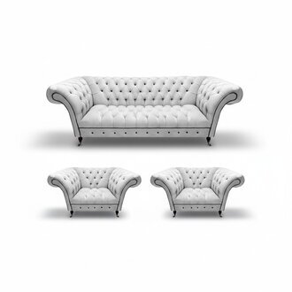 Design Weiß Set Sofagarnitur 3tlg Chesterfield Wohnzimmer Modern Sessel Neu