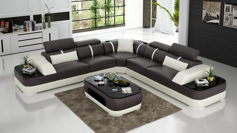 Ledersofa Polster Sitz Eck Sofa Dekor Garnitur Wohnlandschaft Wohnzimmer