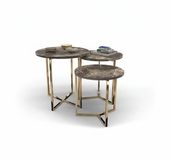 Designer 3x Marmor Beistelltische Luxus Wohnzimmer Tische Couchtische Tisch