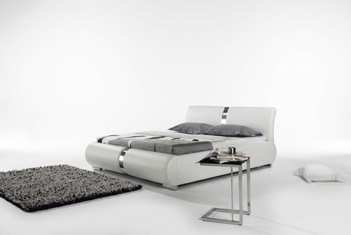 Designer Bett Betten Ehebett Doppelbett Polsterbett Schlafzimmer Lederbett Neu