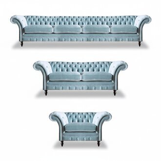 Designer Chesterfield Sofagarnitur Moderner Viersitzer Polster Sessel