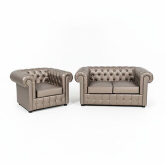 Designer Chesterfield Sofagarnitur Sofa Couch 2+1 Polster Sitz Garnitur Gold