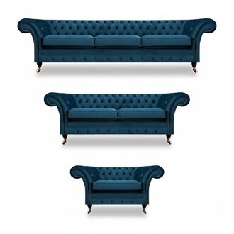 Designer Chesterfield Sofagarnitur Sofas Couch Polster Set Wohnzimmer 3+2+1