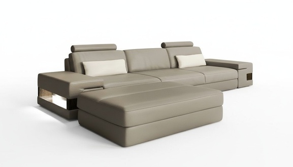 Designer Couch Polster Sitz Garnitur Sofa Garnituren 3 Sitzer + Hocker 2tlg. Neu