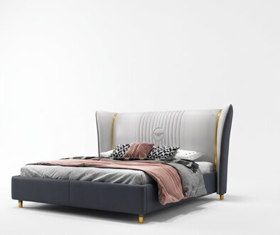 Designer Doppelbett Bett Hotel Luxus Schlafzimmer 150/180x200cm Leder