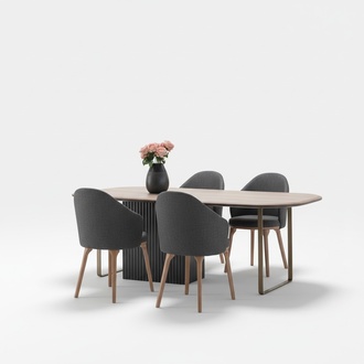 Designer Esszimmergarnitur Moderne Braune Stühle Holz Esstisch 5tlg Set