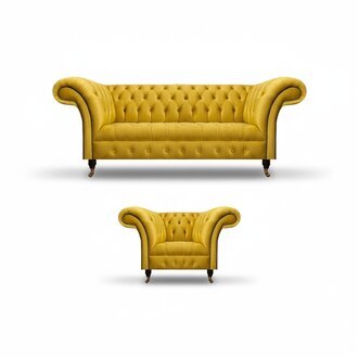 Designer Gelbe Chesterfield Sitzmöbel Moderner Dreisitzer Edler Sessel