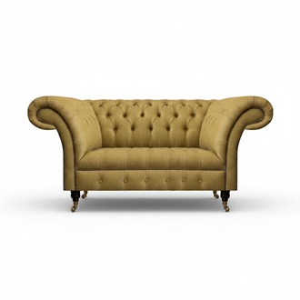 Designer Gelber Chesterfield Zweisitzer Wohnzimmer Sitzcouchen Möbel