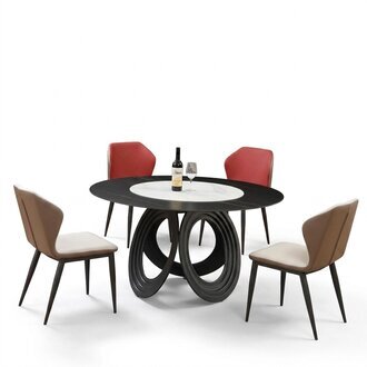 Designer Holz Ess Wohn Zimmer Set Deko Tisch 4x Lehn Stühle Set Garnitur